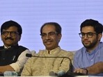 Sanjay Raut, Uddhav Thackeray and Aditya Thackeray during "Janta Nyayala" discussing the decision given by speaker Rahul Narvekar, at NSCI Dome in Mumbai. Sanjay Raut, Uddhav Thackeray and Aditya Thackeray during "Janta Nyayala" discussing the decision given by speaker Rahul Narvekar, at NSCI Dome in Mumbai.