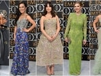 Ayo Edebiri, Ali Wong, Jenna Ortega, Rhea Seehorn, and Hannah Waddingham attend the Emmy Awards. Ayo Edebiri, Ali Wong, Jenna Ortega, Rhea Seehorn, and Hannah Waddingham attend the Emmy Awards.
