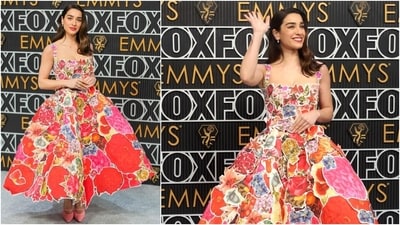 Simona Tabasco looked ready for spring in a Marni flower decoupage dress at the star-studded Emmy Awards. She wore the unique look with bubblegum pink heels, drop earrings, blush pink lip shade, winged eyeliner, feathered brows, and side-parted open waves. (AFP, Reuters) Simona Tabasco looked ready for spring in a Marni flower decoupage dress at the star-studded Emmy Awards. She wore the unique look with bubblegum pink heels, drop earrings, blush pink lip shade, winged eyeliner, feathered brows, and side-parted open waves. (AFP, Reuters)