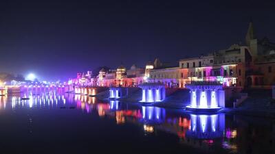 For Representation: Ghats are lit on the banks of River Saryu ahead of Deepotsav. (PTI) For Representation: Ghats are lit on the banks of River Saryu ahead of Deepotsav. (PTI)