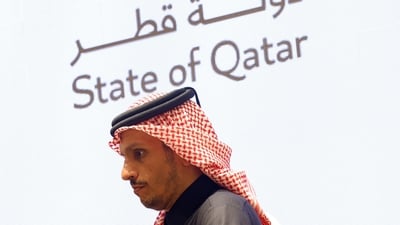 Israel-Hamas War: Qatar's PM Sheikh Mohammed bin Abdulrahman Al Thani looks on. (Reuters)