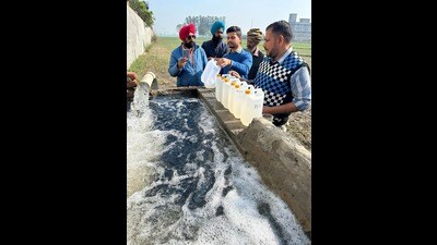 In response to December’s protest by Mangat village residents and public action committee against a dyeing unit accused of groundwater pollution, PPCB officials initiated an investigation and took water samples from various locations on December 5 and had promised the results within 10-days. (HT Photo)