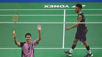 Priyanshu Rajawat of India competes during the men's singles match against Lakshya Sen from India at the YONEX-SUNRISE India Open 2024 badminton tournament in New Delhi, India, on Tuesday (Hindustan Times) Priyanshu Rajawat of India competes during the men's singles match against Lakshya Sen from India at the YONEX-SUNRISE India Open 2024 badminton tournament in New Delhi, India, on Tuesday (Hindustan Times)