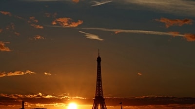 View of the Eiffel tower as the sun sets on a winter day in Paris, France. (Reuters)