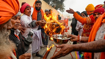 The incense stick was prepared using cow dung, ghee, essence, flower extracts, and herbs. Once lit, it is expected to last for about a month and a half. (PTI) The incense stick was prepared using cow dung, ghee, essence, flower extracts, and herbs. Once lit, it is expected to last for about a month and a half. (PTI)