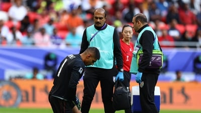 India's Gurpreet Singh Sandhumedi after sustaining an injury (REUTERS)