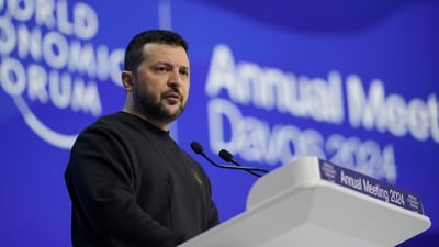 Zelensky At Davos: Ukrainian president Volodymyr Zelenskyy speaks at the Annual Meeting of World Economic Forum in Davos, Switzerland. (AP) Zelensky At Davos: Ukrainian president Volodymyr Zelenskyy speaks at the Annual Meeting of World Economic Forum in Davos, Switzerland. (AP)