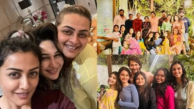 Mahesh Babu with friends and family at Guntur Kaaram bash. Mahesh Babu with friends and family at Guntur Kaaram bash.