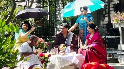 Neena Gupta's wedding picture featuring Vivek Mehra and Masaba Gupta. Neena Gupta's wedding picture featuring Vivek Mehra and Masaba Gupta.