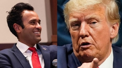 Republican presidential candidate Vivek Ramaswamy and former US president Donald Trump. (AP) Republican presidential candidate Vivek Ramaswamy and former US president Donald Trump. (AP)