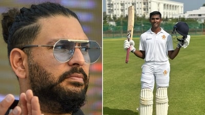 Yuvraj Singh was all praise for young Prakhar Chaturvedi (PTI-BCCI)