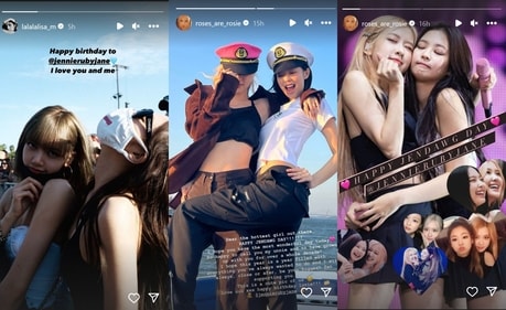 BLACKPINK's Jennie receives birthday wishes from Lisa and Rose. BLACKPINK's Jennie receives birthday wishes from Lisa and Rose.