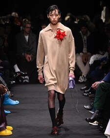 A model walks the ramp during JW Anderson show at Milan Fashion Week A/W 2024. A model walks the ramp during JW Anderson show at Milan Fashion Week A/W 2024.