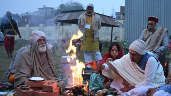 Vedic rituals performed on account of ‘pran pratishtha’ ceremony in Ayodhya. Vedic rituals performed on account of ‘pran pratishtha’ ceremony in Ayodhya.