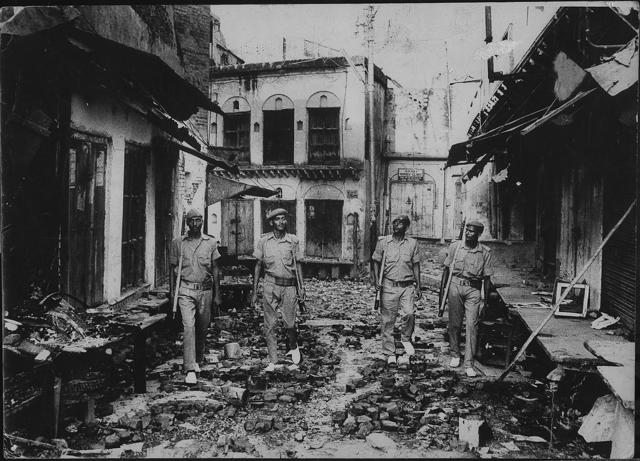 An undated picture of an armed police patrol in a riot-hit locality of Aligarh (HT Photo)