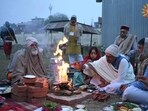 Anil Mishra performing the rituals as the pradhan yajman of the Ram Mandir consecration ceremony. Anil Mishra performing the rituals as the pradhan yajman of the Ram Mandir consecration ceremony.