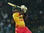Zimbabwe's Luke Jongwe plays a shot during the second Twenty20 international vs Sri Lanka Zimbabwe's Luke Jongwe plays a shot during the second Twenty20 international vs Sri Lanka