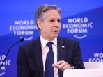 Antony Blinken, US secretary of state, during a conversation session on day two of the World Economic Forum (WEF) in Davos. (Bloomberg)