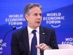 Antony Blinken, US secretary of state, during a conversation session on day two of the World Economic Forum (WEF) in Davos. (Bloomberg)
