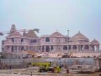 A construction crew works on Ram Mandir, a Hindu temple dedicated to Lord Ram in Ayodhya. (AP) A construction crew works on Ram Mandir, a Hindu temple dedicated to Lord Ram in Ayodhya. (AP)