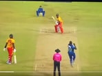 Luke Jongwe bats against Angelo Mathews Luke Jongwe bats against Angelo Mathews