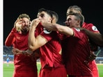 Sevilla players celebrate Sevilla players celebrate