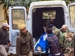 Security personnel carry mortal remains of policeman Wangkhem Somorjit, who sustained gunshot wounds in a militant attack and succumbed to injuries during treatment, in Manipur, on Wednesday. (PTI) Security personnel carry mortal remains of policeman Wangkhem Somorjit, who sustained gunshot wounds in a militant attack and succumbed to injuries during treatment, in Manipur, on Wednesday. (PTI)