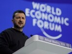 Ukrainian President Volodymyr Zelenskyy speaks at the Annual Meeting of World Economic Forum in Davos,