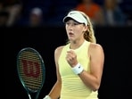 Russia's Mirra Andreeva reacts during her second round match against Tunisia's Ons Jabeur