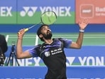 Kidambi Srikanth in action during Yonex Sunrise India Open 2024 at IGI Stadium(Hindustan Times)