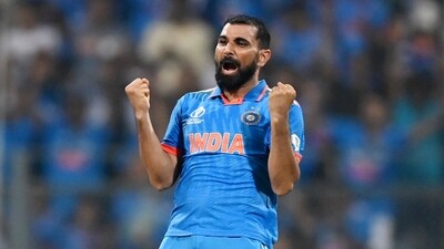 Mohammed Shami the ICC Men's Cricket World Cup 2023, at Wankhede Stadium (ICC-X) Mohammed Shami the ICC Men's Cricket World Cup 2023, at Wankhede Stadium (ICC-X)