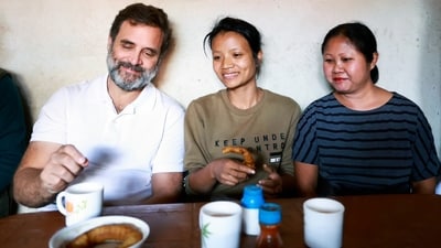 Rahul Gandhi takes tea with locals during the Bharat Jodo Nyay Yatra in Kohima, Nagaland. (ANI) Rahul Gandhi takes tea with locals during the Bharat Jodo Nyay Yatra in Kohima, Nagaland. (ANI)