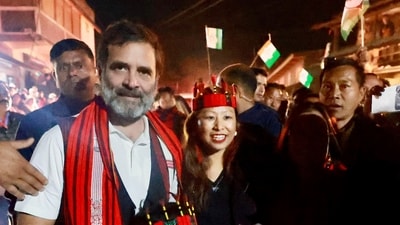 "We decided to start the Yatra from the North-East to pay respect to the different ideas, languages, states, histories, and cultures of the region," he said speaking at the stadium. (AICC) "We decided to start the Yatra from the North-East to pay respect to the different ideas, languages, states, histories, and cultures of the region," he said speaking at the stadium. (AICC)