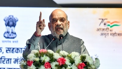 Union Home Minister Amit Shah speaks during an inauguration of the new building of the Central Registrar of Cooperative Societies (CRCS) at the World Trade Centre, in New Delhi. (ANI)