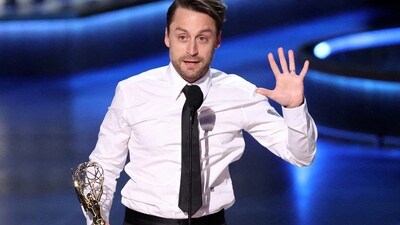 Kieran Culkin won the award for Outstanding Lead Actor in a Drama Series for Succession at the 75th Primetime Emmy Awards on January 15, 2024. (REUTERS)