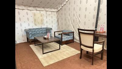 An inside view of a tent room at Kala Gram in Ayodhya. (Sourced) An inside view of a tent room at Kala Gram in Ayodhya. (Sourced)