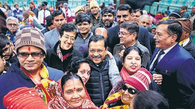CM Arvind Kejriwal at the departure of a train of pilgrims as part of the Mukhyamantri Teerth Yatra scheme on Wednesday. (AAP - X) CM Arvind Kejriwal at the departure of a train of pilgrims as part of the Mukhyamantri Teerth Yatra scheme on Wednesday. (AAP - X)