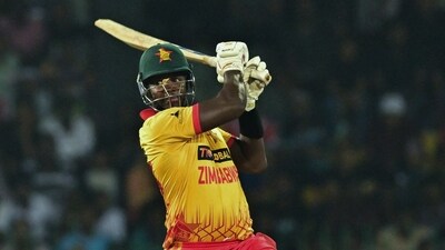 Zimbabwe's Luke Jongwe plays a shot during the second Twenty20 international vs Sri Lanka (AFP)