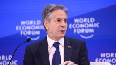 Antony Blinken, US secretary of state, during a conversation session on day two of the World Economic Forum (WEF) in Davos. (Bloomberg) Antony Blinken, US secretary of state, during a conversation session on day two of the World Economic Forum (WEF) in Davos. (Bloomberg)