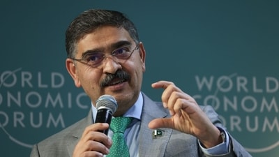 Anwaar-ul-Haq Kakar, Pakistan's caretaker prime minister, during a panel session on day two of the World Economic Forum (WEF) in Davos, Switzerland. (Bloomberg) Anwaar-ul-Haq Kakar, Pakistan's caretaker prime minister, during a panel session on day two of the World Economic Forum (WEF) in Davos, Switzerland. (Bloomberg)