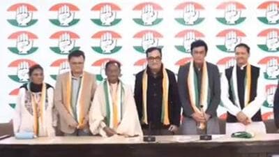 Giridhar Gamang, wife and ex-MP Hema, son Shishir Gamang, and ex-MP Sanjay Bhoi joined the Congress in presence of Ajay Maken Giridhar Gamang, wife and ex-MP Hema, son Shishir Gamang, and ex-MP Sanjay Bhoi joined the Congress in presence of Ajay Maken