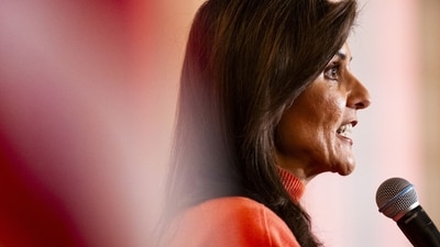 Nikki Haley, former ambassador to the United Nations and 2024 Republican presidential candidate, during a campaign event in Bretton Woods, New Hampshire, on Tuesday, Jan. 16, 2024. (Bloomberg)