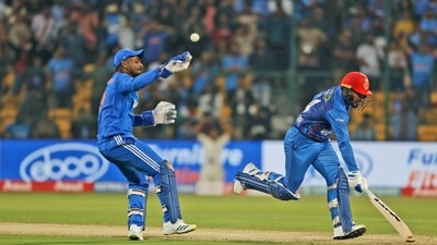 The visitors made 16 for 1 in the first Super Over bowled by Mukesh and India equalled the score with Rohit making 13, and it stretched the game to the second Super Over. In this phase, India made 11 and Rohit made all those runs before getting run out. (AP)