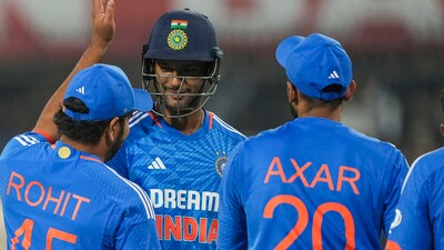 Indore: India's batter Shivam Dube with Rohit Sharma and Axar Patel after winning the second T20I cricket match over Afghanistan (PTI) Indore: India's batter Shivam Dube with Rohit Sharma and Axar Patel after winning the second T20I cricket match over Afghanistan (PTI)