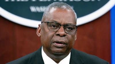 Lloyd Austin speaks at a virtual Ukraine Defense Contact Group (UDCG) meeting, Nov. 22, 2023, at the Pentagon in Washington (AP Photo/Cliff Owen, File) (AP) Lloyd Austin speaks at a virtual Ukraine Defense Contact Group (UDCG) meeting, Nov. 22, 2023, at the Pentagon in Washington (AP Photo/Cliff Owen, File) (AP)