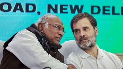 Congress president Mallikarjun Kharge and party leader Rahul Gandhi. (ANI) Congress president Mallikarjun Kharge and party leader Rahul Gandhi. (ANI)