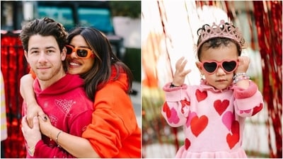 Priyanka Chopra and Nick Jonas's daughter, Malti Marie Chopra Jonas, turned two years old on January 15. Today, Nick shared pictures from her Elmo-themed birthday party on Instagram, giving a glimpse into the intimate bash attended by close friends and family members. While Malti enjoyed the celebrations for her special day, her parents looked cute in comfy sweatshirts, which went with the colour theme of the occasion. Check out all the pictures inside. (Instagram) Priyanka Chopra and Nick Jonas's daughter, Malti Marie Chopra Jonas, turned two years old on January 15. Today, Nick shared pictures from her Elmo-themed birthday party on Instagram, giving a glimpse into the intimate bash attended by close friends and family members. While Malti enjoyed the celebrations for her special day, her parents looked cute in comfy sweatshirts, which went with the colour theme of the occasion. Check out all the pictures inside. (Instagram)