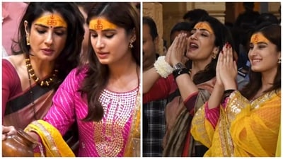 Raveena Tandon, her daughter Rasha Thadani visited Somnath Jyotirling Temple. Raveena Tandon, her daughter Rasha Thadani visited Somnath Jyotirling Temple.