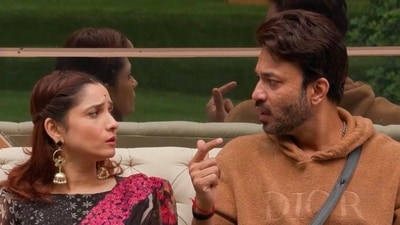 Ankita Lokhande with husband Vicky Jain on Bigg Boss 17. Ankita Lokhande with husband Vicky Jain on Bigg Boss 17.