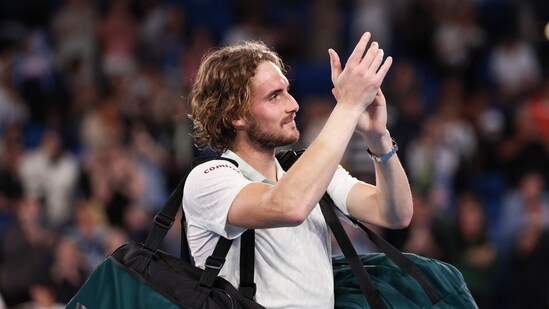 Stefanos Tsitsipas acknowledges the fans after his victory (AFP)